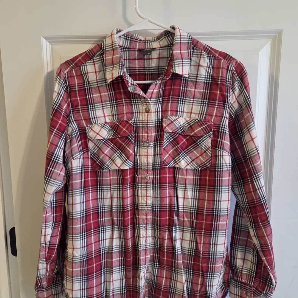 Eddie Bauer Red and White Womens Red Flannel